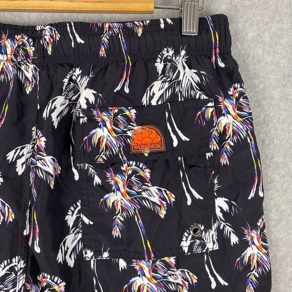 Sundek Shorts Mens M Funky Palm Print Elastic Waist Swim Shorts All Over Print - Picture 5 of 9